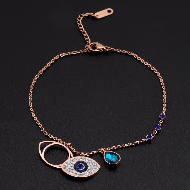 New Style Gold Plated Blue Eye Shaped Anklet For Women And Girls