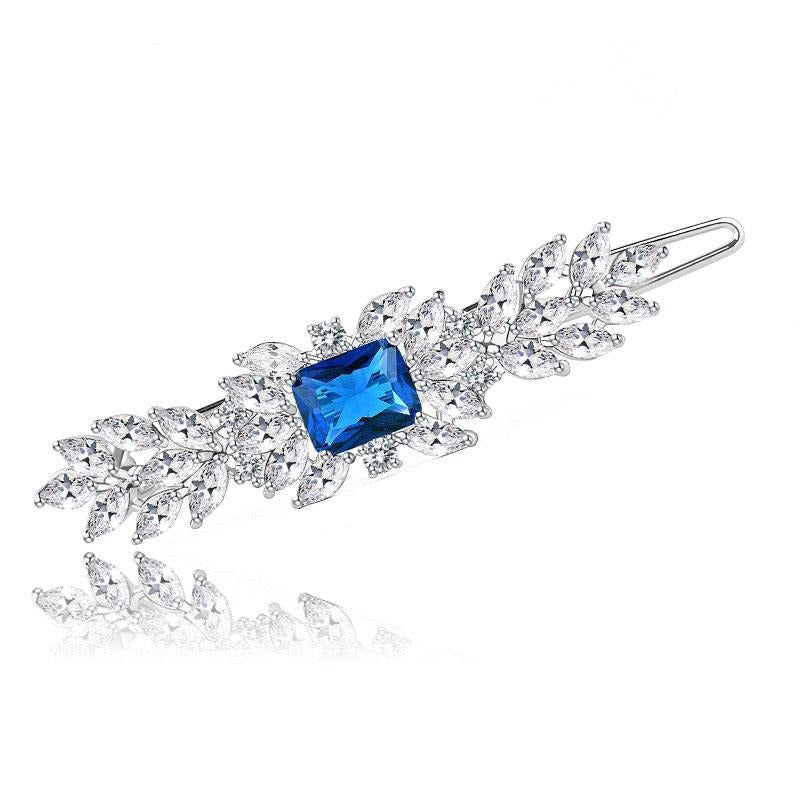 New Style Rhodium Plated Hair Pin Encrusted With The Shiny Zircon Stones For Women & Brides & Girls