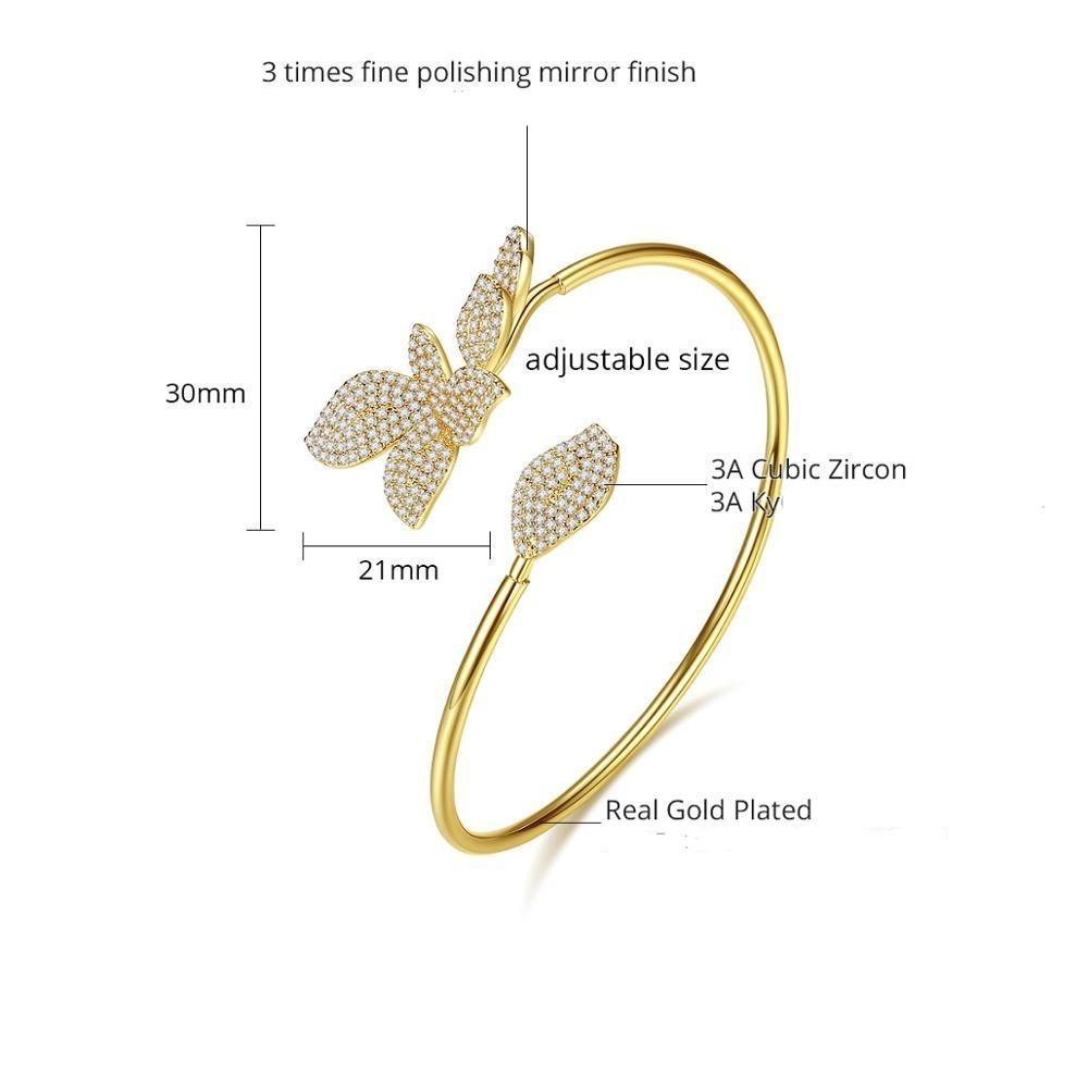 Romantic Adjustable Gold Rhodium Plated Bracelet For Pretty Women & Girls & Brides