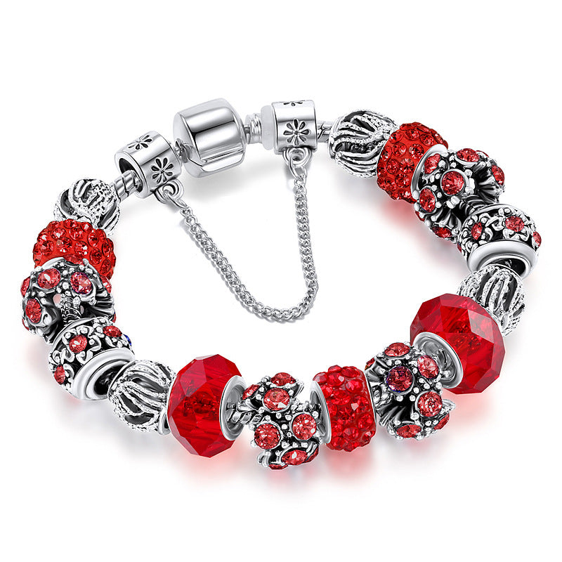 Romantic European Red Color Rhinestone Beads Bracelet For Women& Girls& Lovers