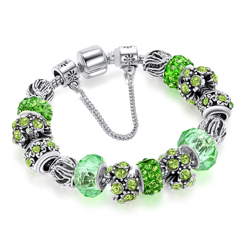 Romantic European Green Color Rhinestone Beads Bracelet For Women& Girls& Lovers