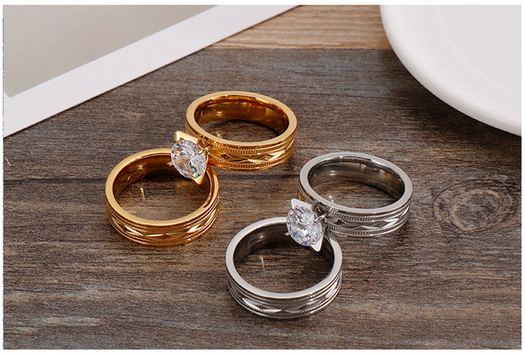 JewelMaze Love Forever Gold Plated Proposal Couple Rings for Girls and