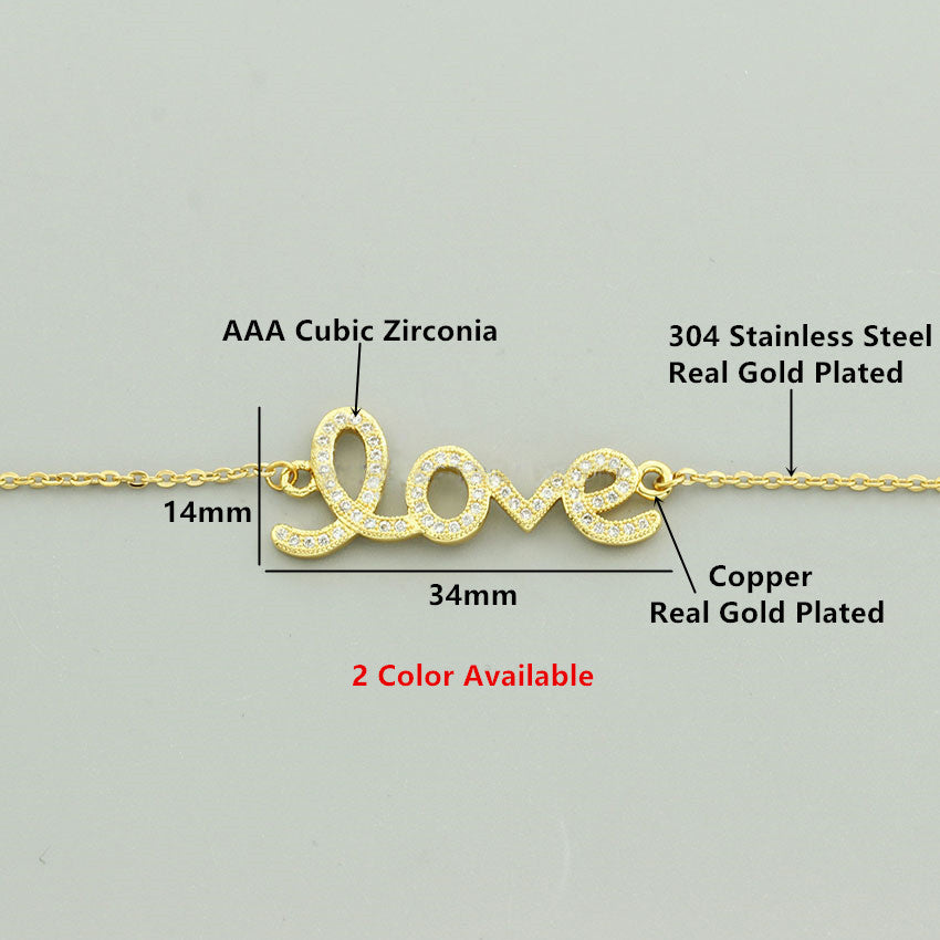 Romantic Gold Plated Love Word Shaped Bracelet For Lovers