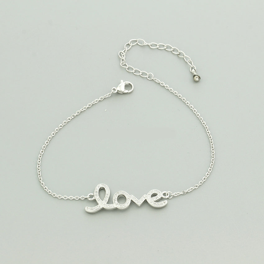 Romantic Silver Plated Love Word Shaped Bracelet For Lovers