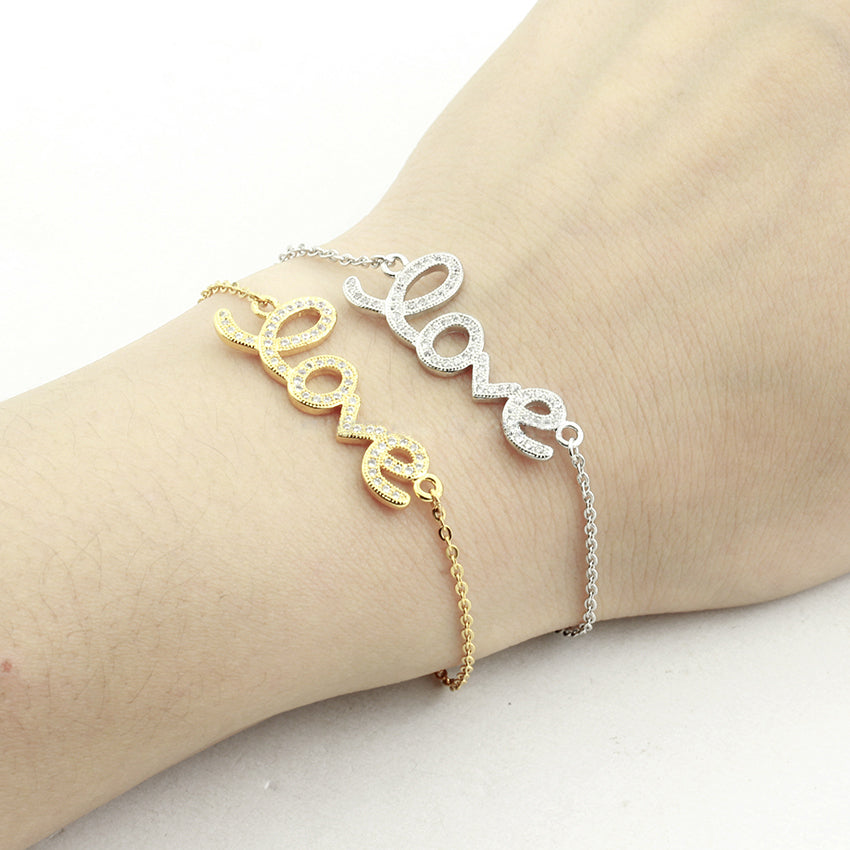 Romantic Gold Plated Love Word Shaped Bracelet For Lovers