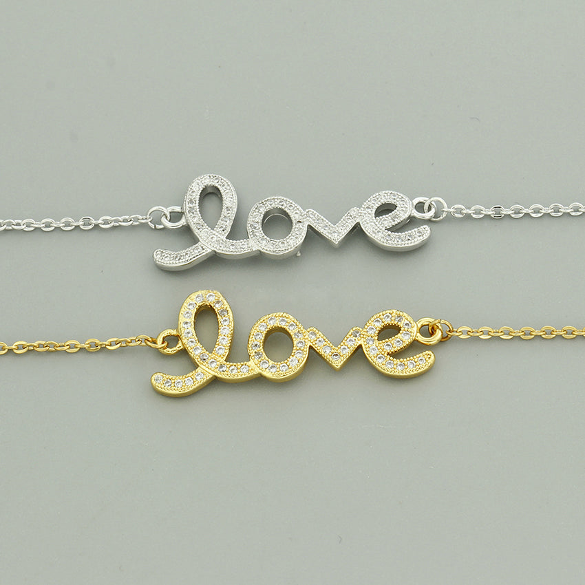 Romantic Gold Plated Love Word Shaped Bracelet For Lovers