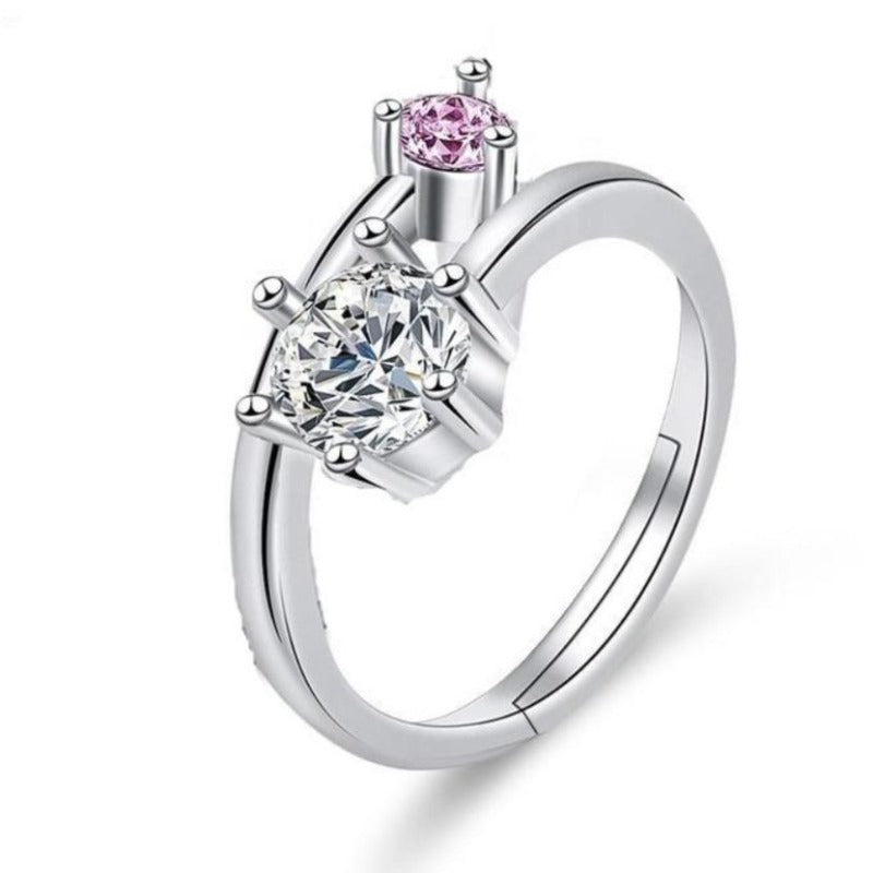 Romantic Silver Plated Zircon Ring For Pretty Women, Girls And Brides