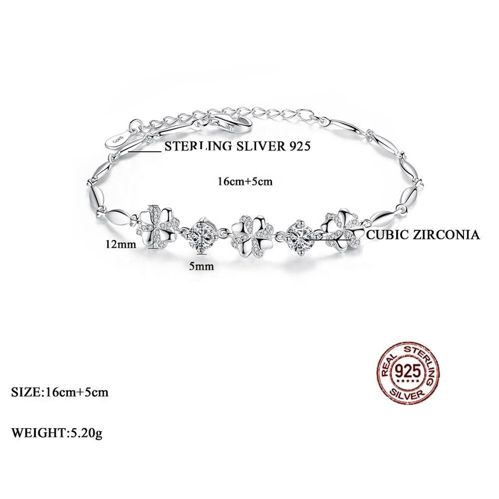 Royal 925 Sterling Silver Rhodium Plated Bracelet Encrusted With Shiny Zircon Stones