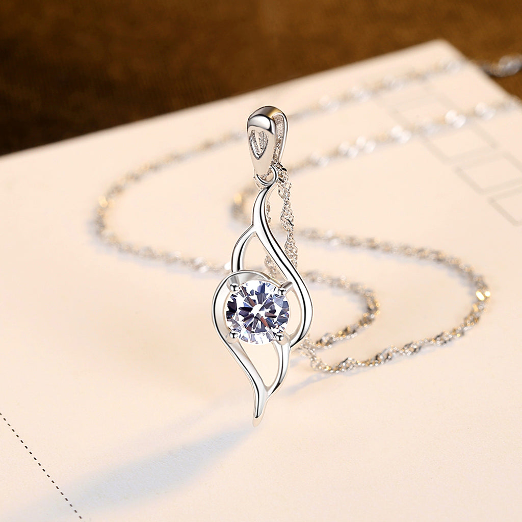 Royal 925 Sterling Silver Rhodium Plated Necklace For Pretty Women, Girls, And Brides
