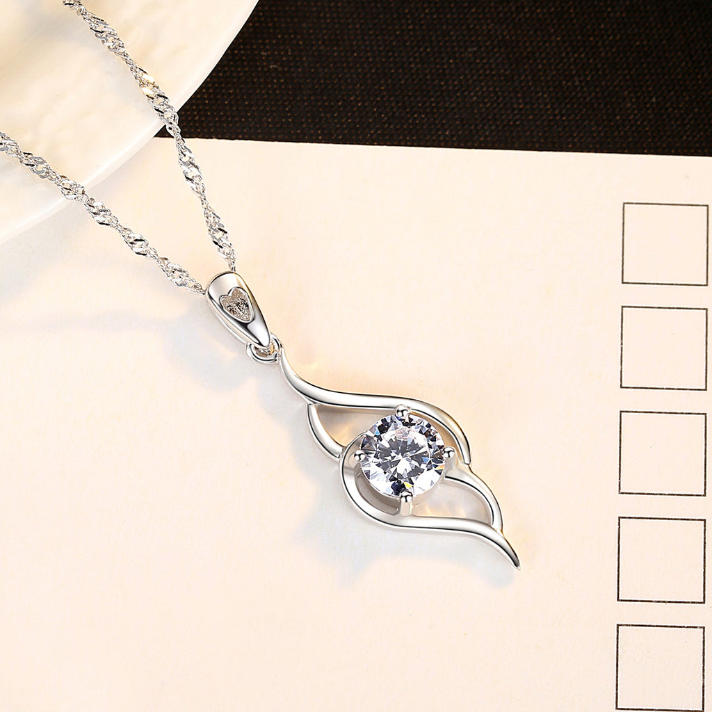 Royal 925 Sterling Silver Rhodium Plated Necklace For Pretty Women, Girls, And Brides