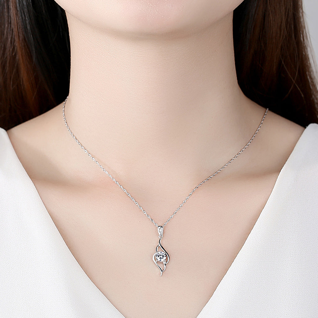 Royal 925 Sterling Silver Rhodium Plated Necklace For Pretty Women, Girls, And Brides