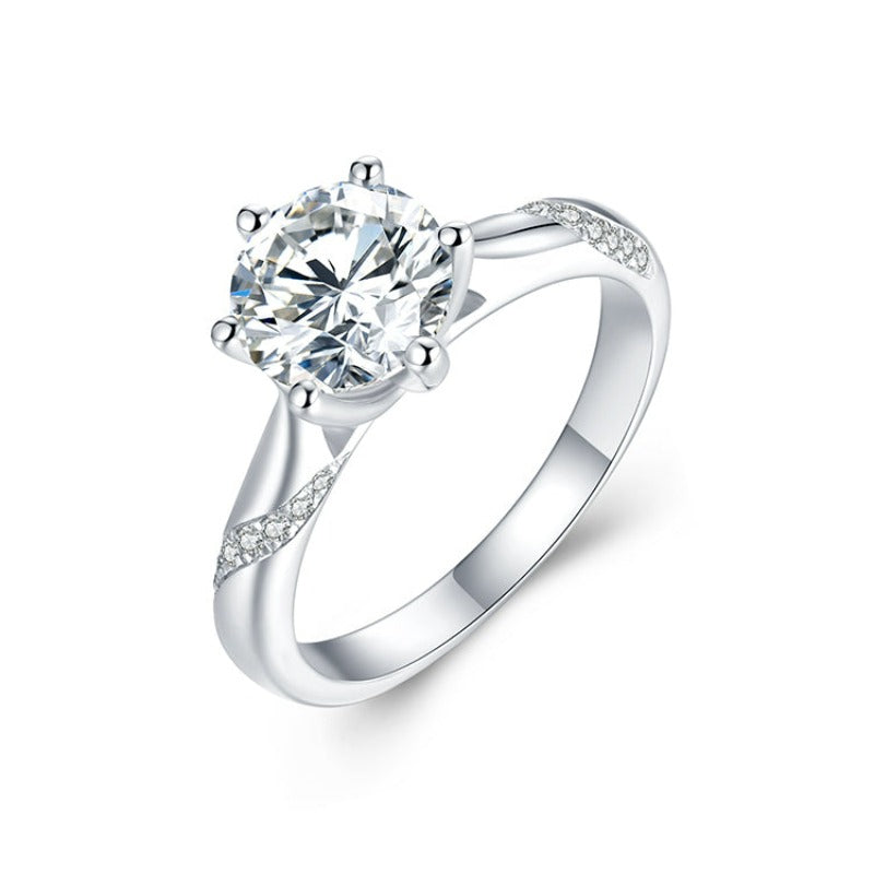 Royal 925 Sterling Silver Ring Encrusted With Zircon Stone For Women, Girls, And Brides