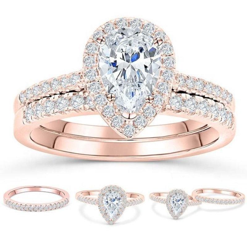 Royal 925 Sterling Silver Ring Set Rose  Gold Plated And Encrusted With Attractive Zircon Stones For Pretty Women And Girls