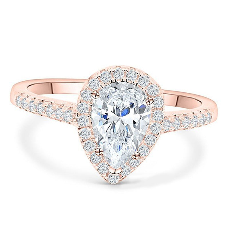 Royal 925 Sterling Silver Ring Set Rose  Gold Plated And Encrusted With Attractive Zircon Stones For Pretty Women And Girls