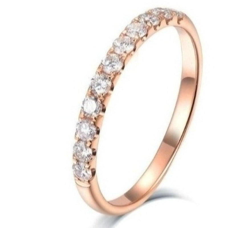 Royal 925 Sterling Silver Ring Set Rose  Gold Plated And Encrusted With Attractive Zircon Stones For Pretty Women And Girls