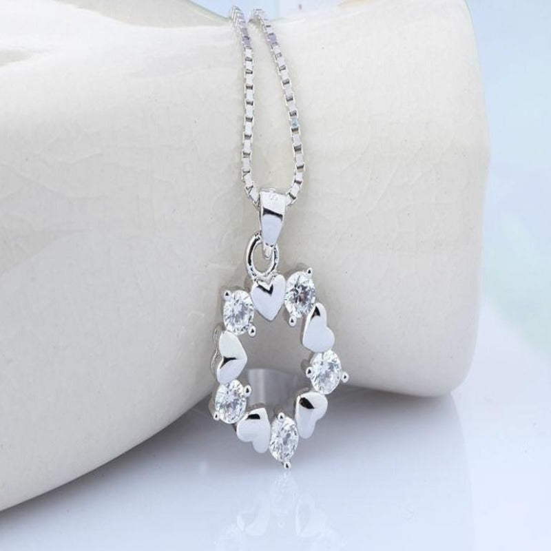 Royal Rhodium Plated 925 Sterling Silver Necklace For Women And Brides