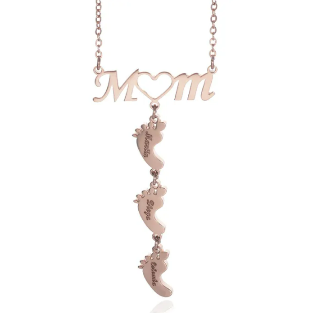 Cute Rose Gold Plated Tiny Foot Baby Shaped Necklace For Kind Mothers