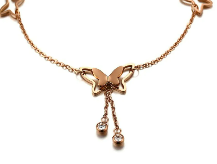 Trendy 18k Gold Plated Butterfly Shaped Anklet For Women And Girls