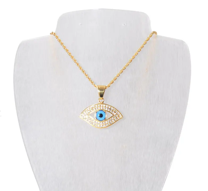 Trendy Blue Eye Shaped Necklace For Women, Girls, And Men