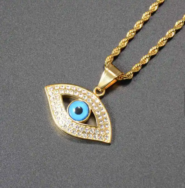 Trendy Blue Eye Shaped Necklace For Women, Girls, And Men