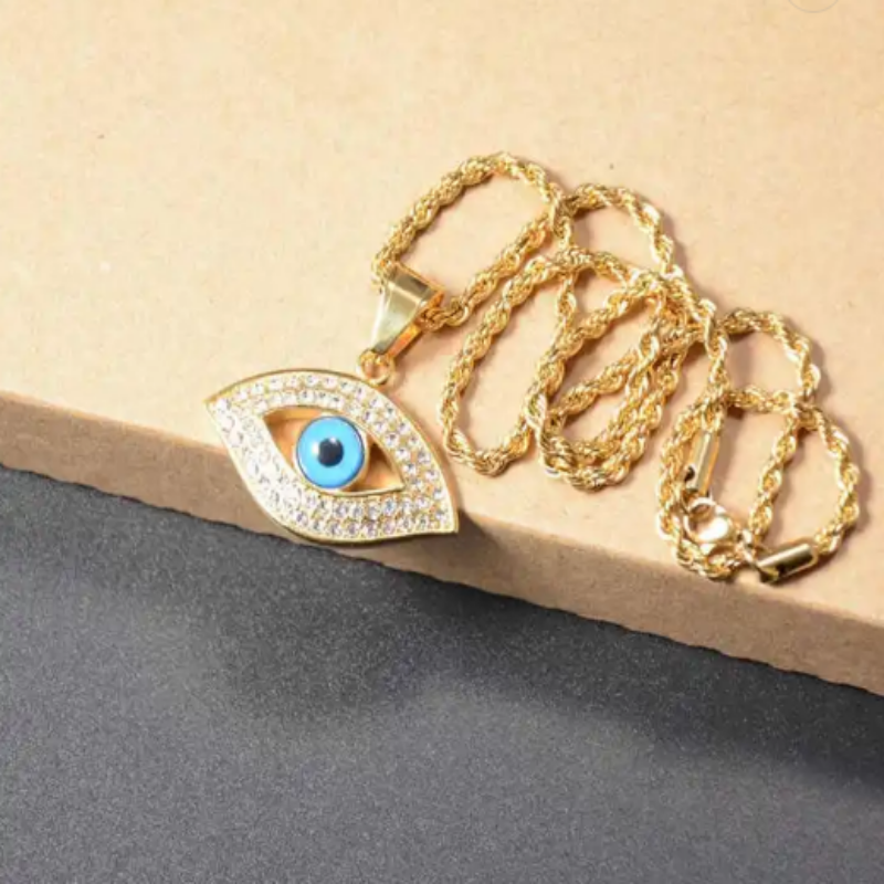 Trendy Blue Eye Shaped Necklace For Women, Girls, And Men