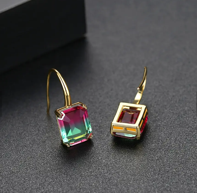 Trendy Multi Color Zircon Drop Earrings For Women, Girls, Brides, And Princesses