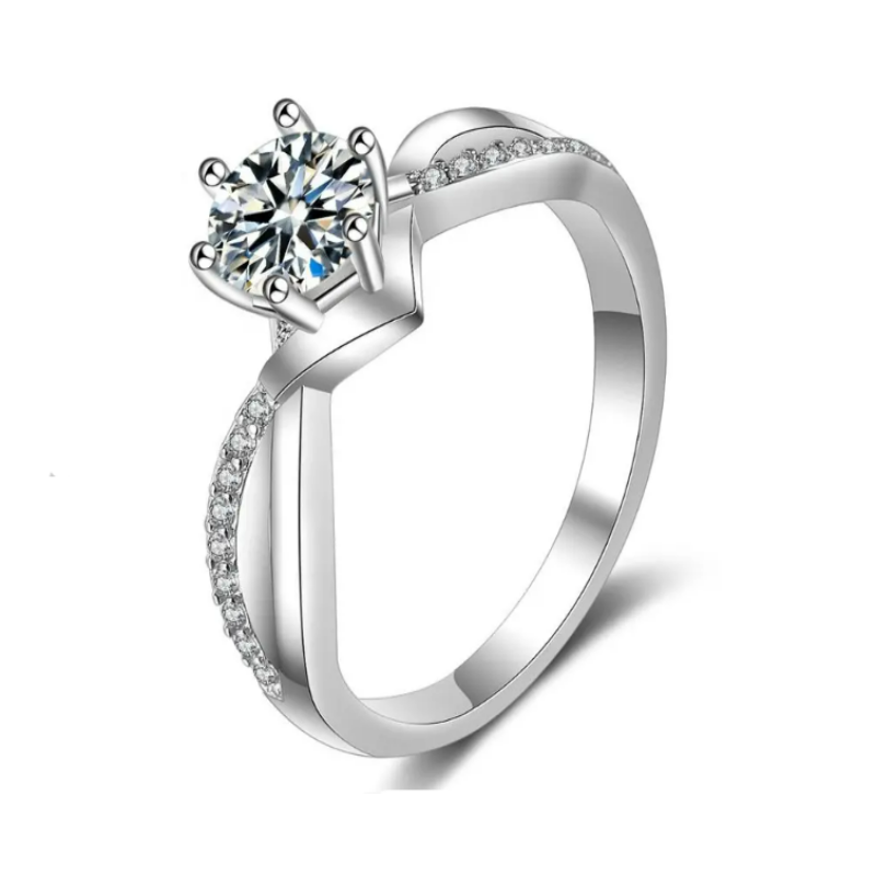 Fashion Silver Plated Ring Encrusted With White Zircon Stones For Women And Girls