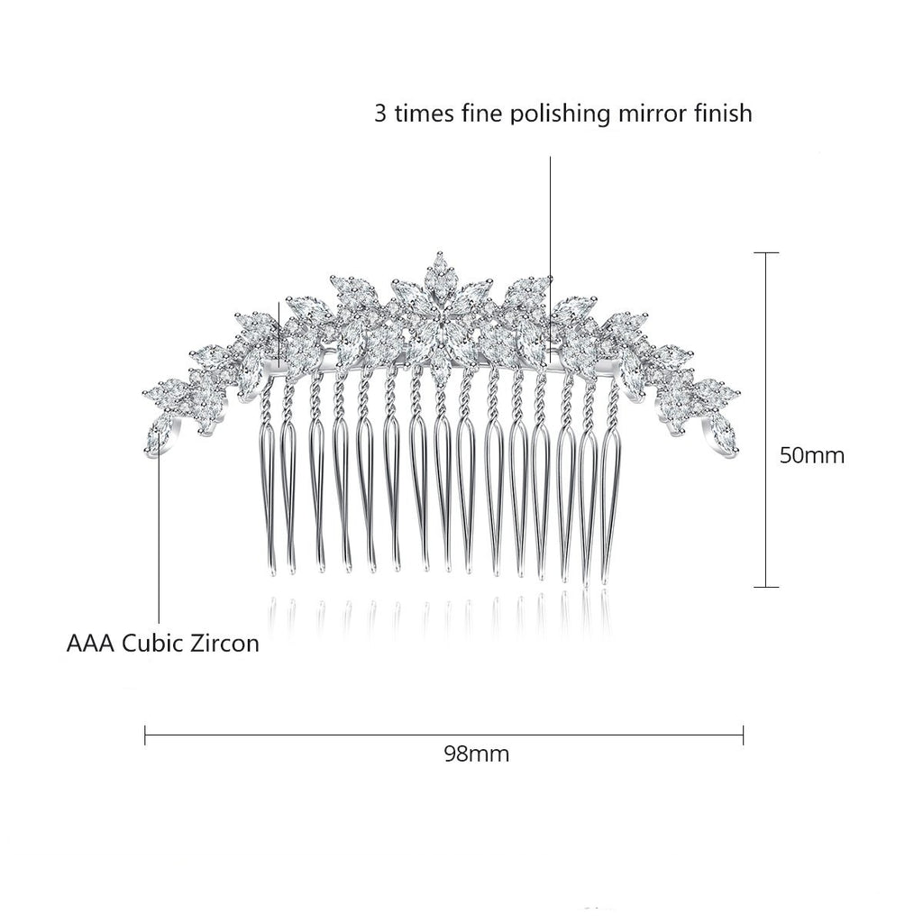 Shiny Rhodium Plated Hair Pin Encrusted With Attractive Zircon Stones For Brides And Women