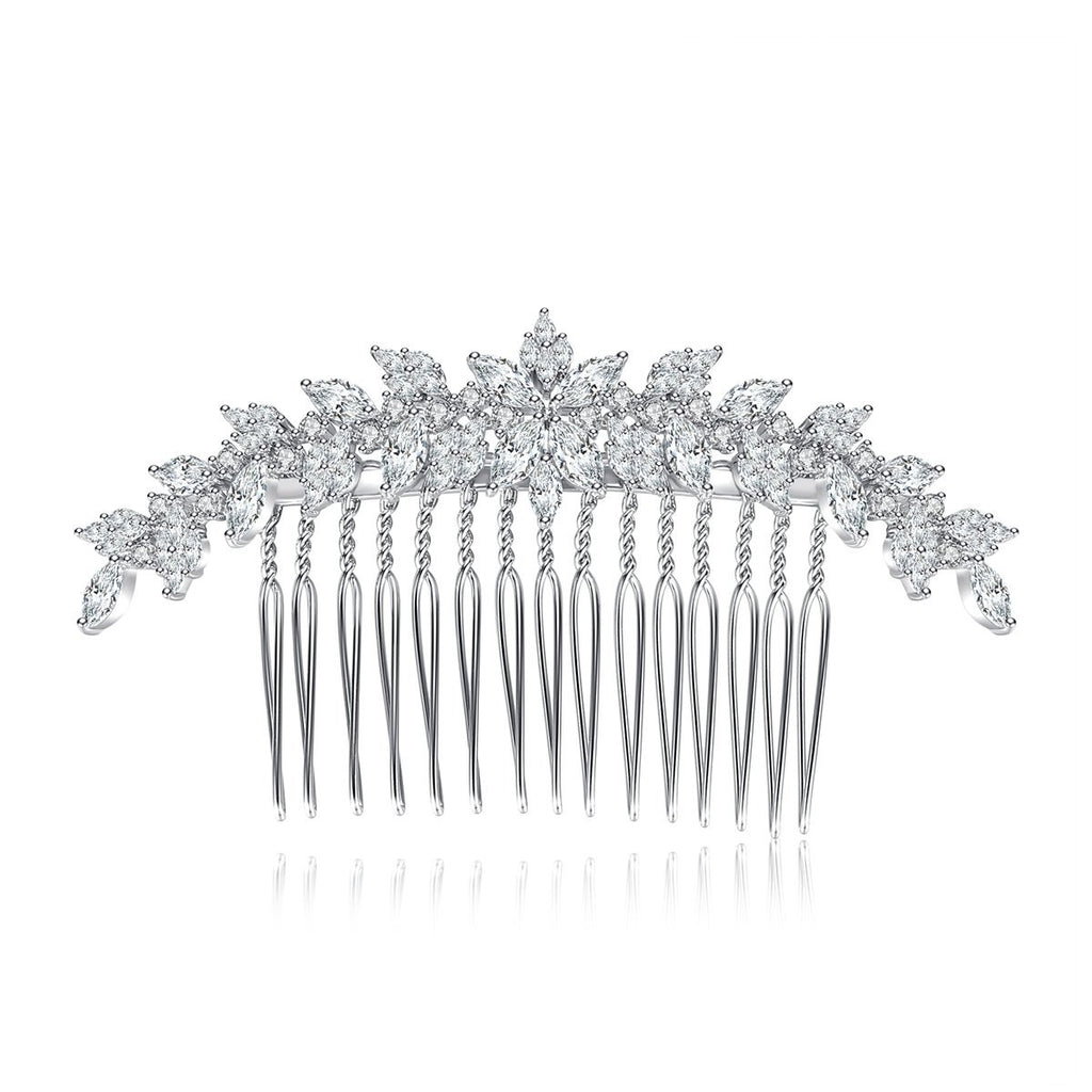 Shiny Rhodium Plated Hair Pin Encrusted With Attractive Zircon Stones For Brides And Women