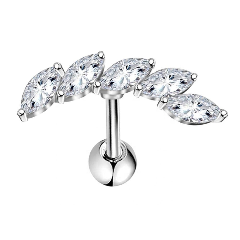 Trendy 316L Stainless Steel Ear piercing Pin Encrusted With Shiny Zircon Stones For Lovely Women