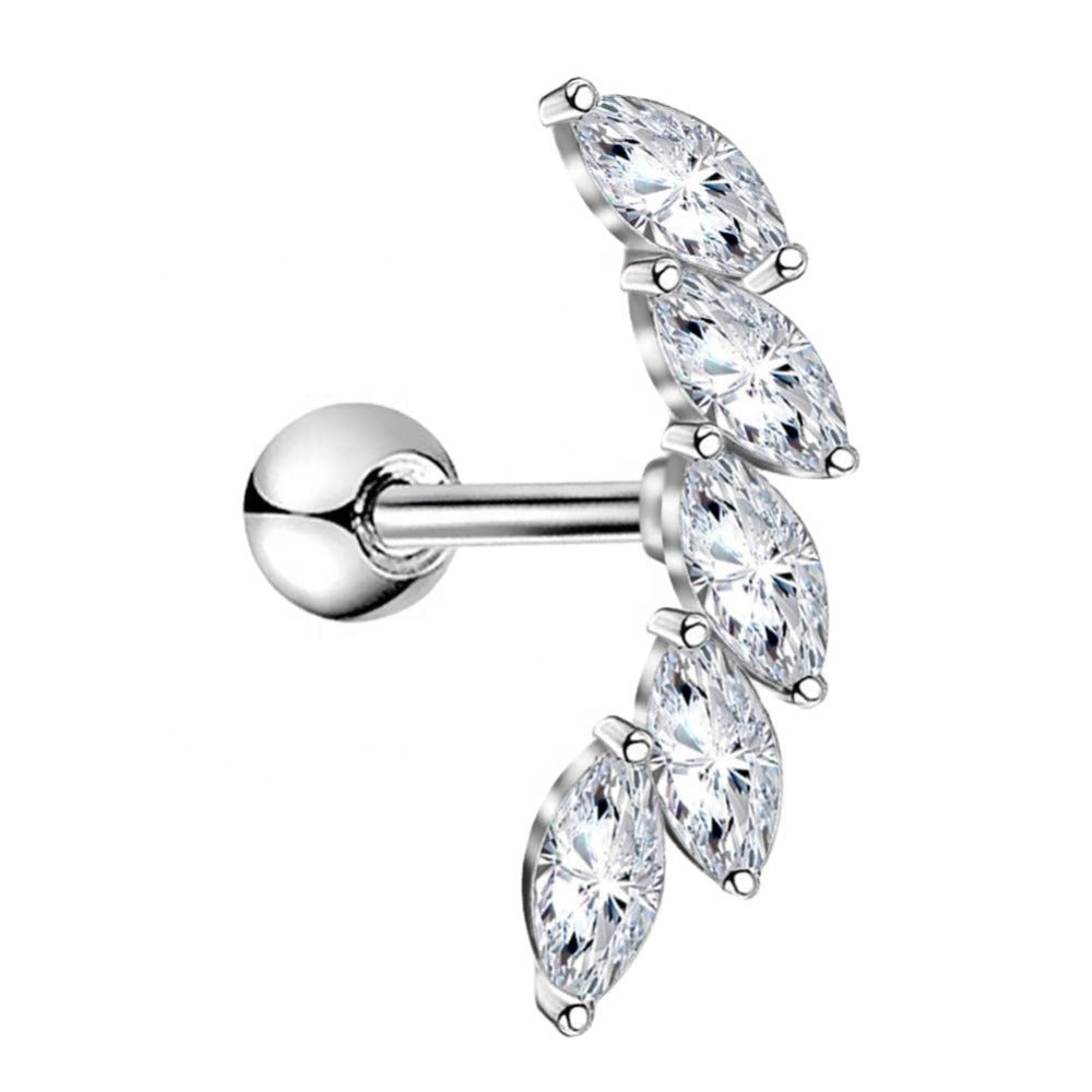 Trendy 316L Stainless Steel Ear piercing Pin Encrusted With Shiny Zircon Stones For Lovely Women