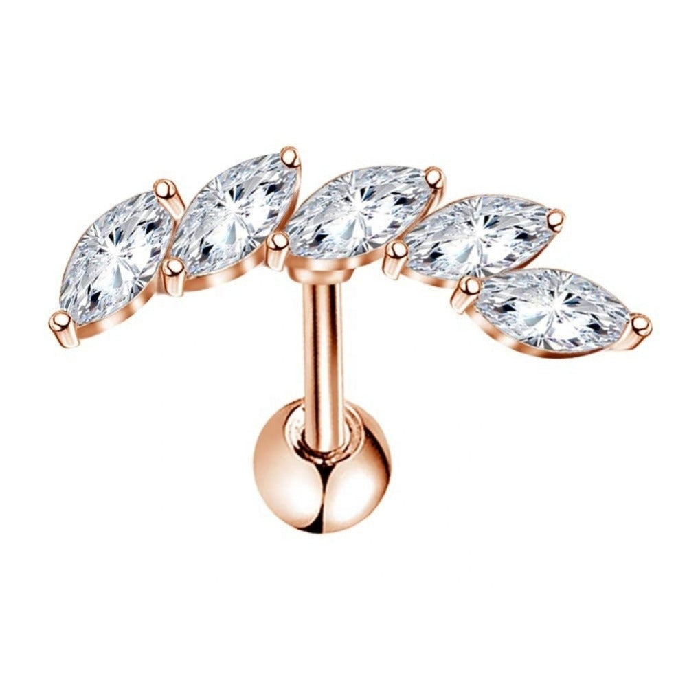 Trendy 316L Stainless Steel Ear piercing Pin Encrusted With Shiny Zircon Stones For Pretty Women