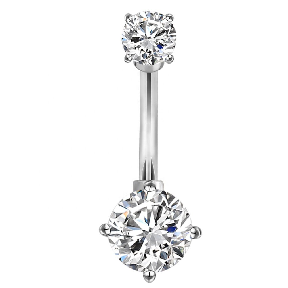 Trendy 316L Stainless Steel Navel Ring Encrusted With Shiny Zircon Stones