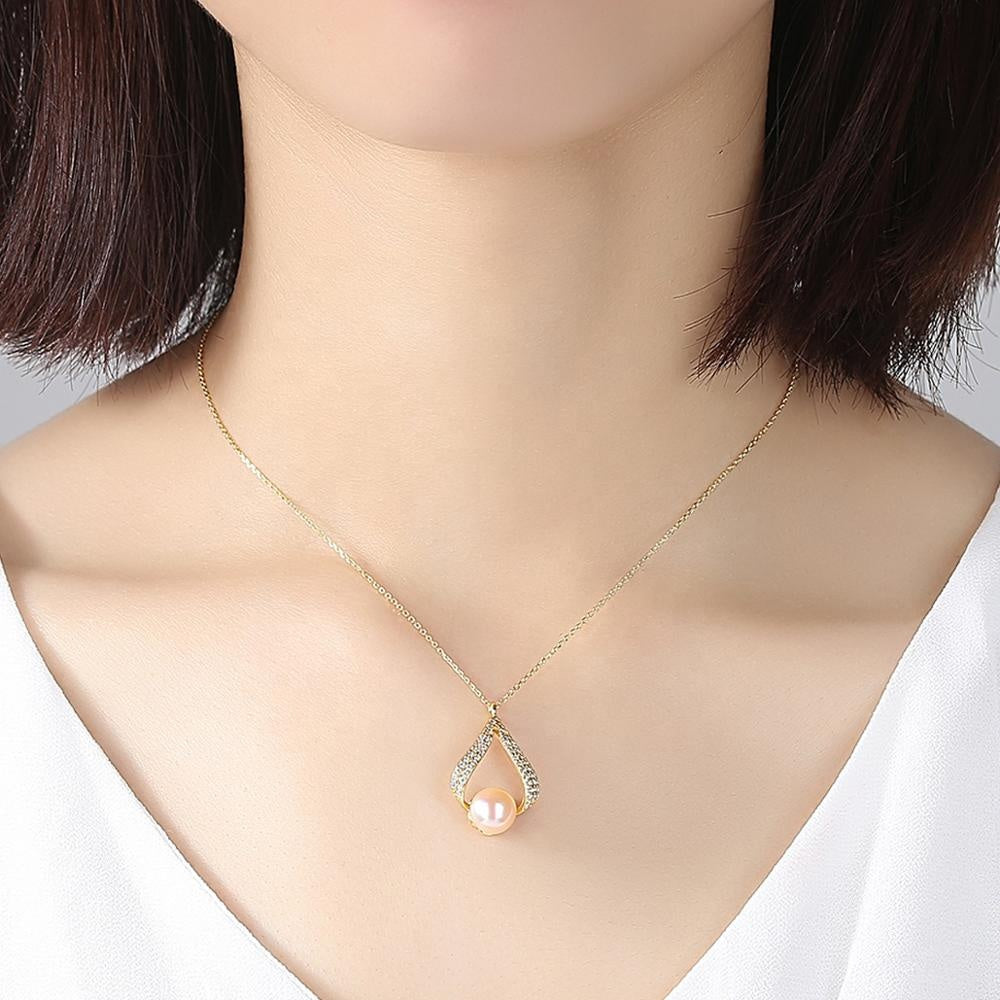 Trendy 925 Sterling Silver Jewelry Set Encrusted With Pearl And Shiny Zircon Stones