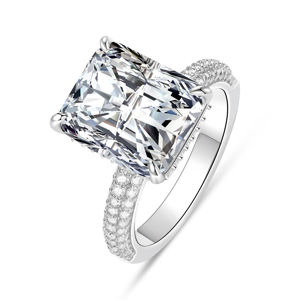 Trendy 925 Sterling Silver Ring Encrusted With Big Zircon Stone For Women, Brides, And Girls