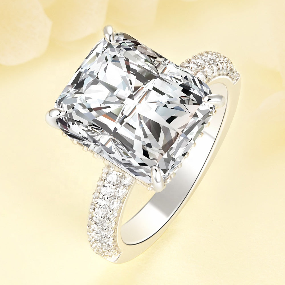Trendy 925 Sterling Silver Ring Encrusted With Big Zircon Stone For Women, Brides, And Girls