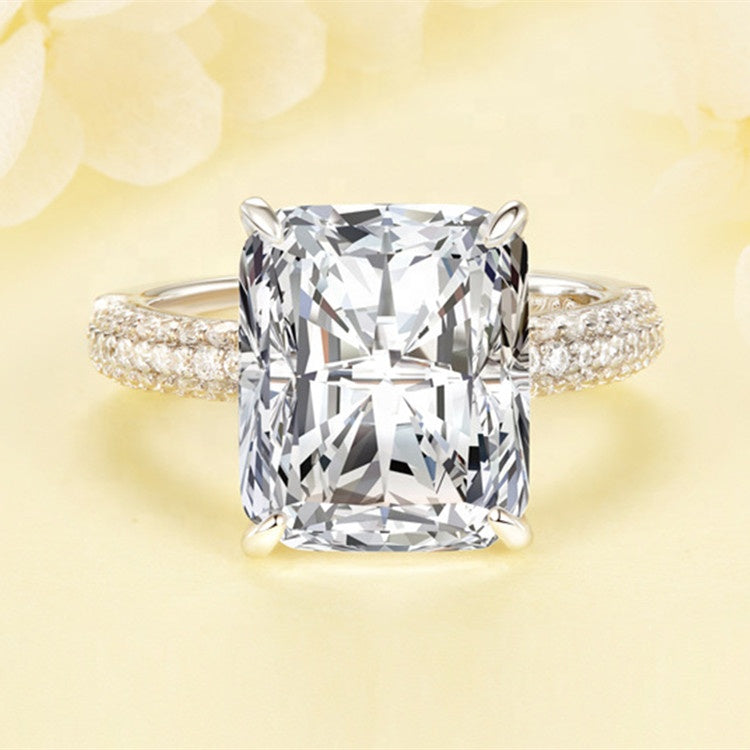 Trendy 925 Sterling Silver Ring Square Zircon Stone For Women, Brides, And Girls