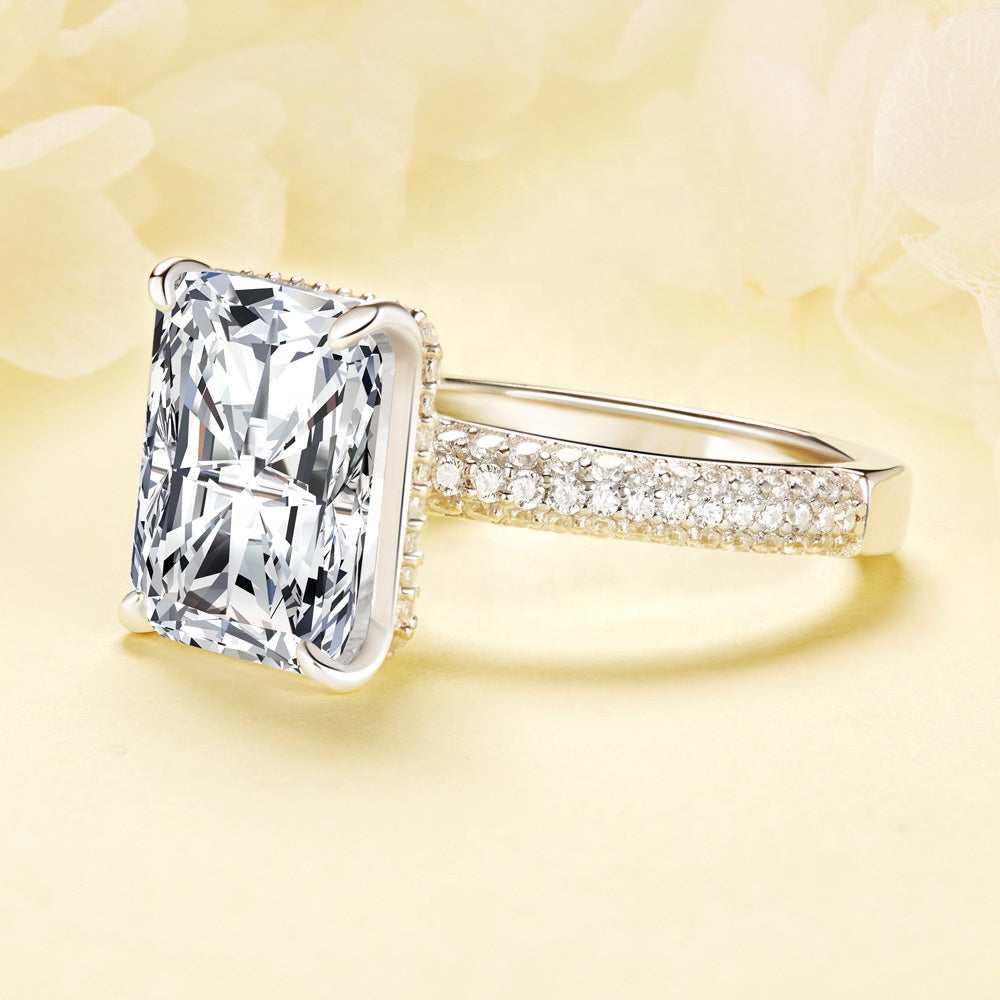 Trendy 925 Sterling Silver Ring Encrusted With Big Zircon Stone For Women, Brides, And Girls