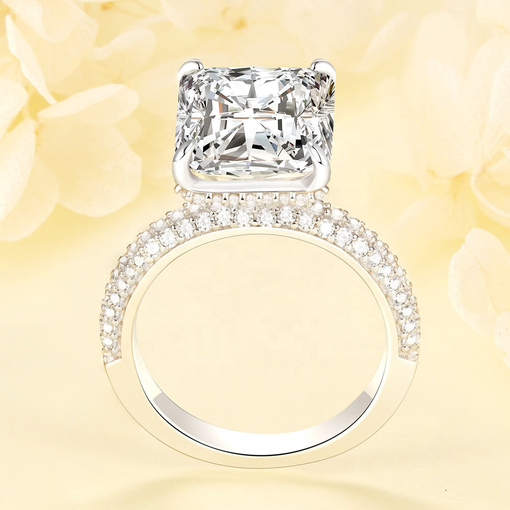 Trendy 925 Sterling Silver Ring Encrusted With Big Zircon Stone For Women, Brides, And Girls
