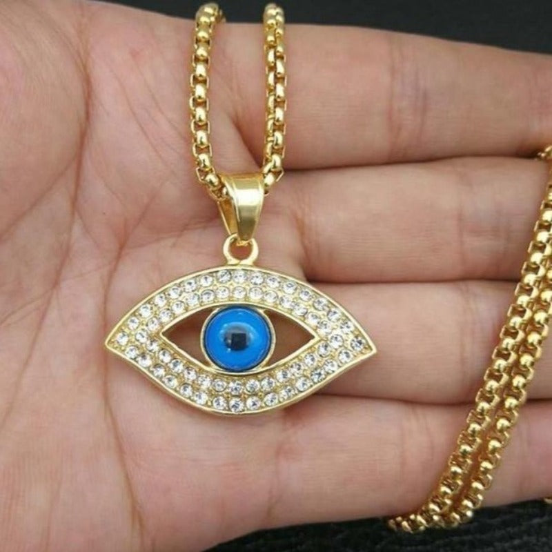 Trendy Blue Eye Shaped Necklace For Women, Girls, And Men