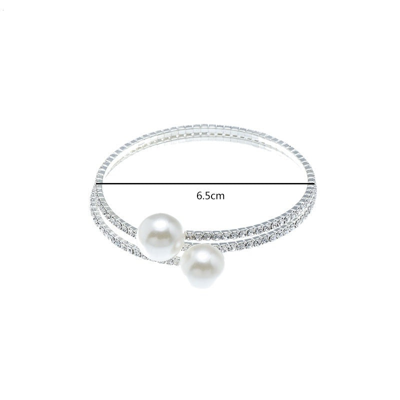 Trendy Elastic Multilayer White Pearl and Rhinestone Bracelet For Lovely Women And Girls