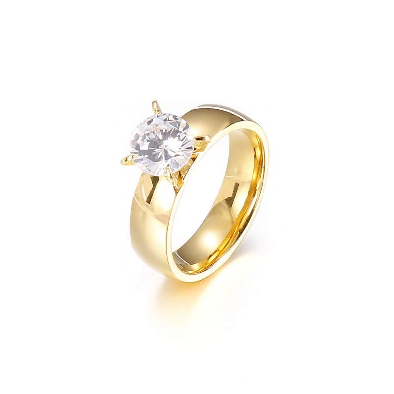 Trendy Gold Plated 316L Stainless Steel Ring For Women And Brides And Lovers