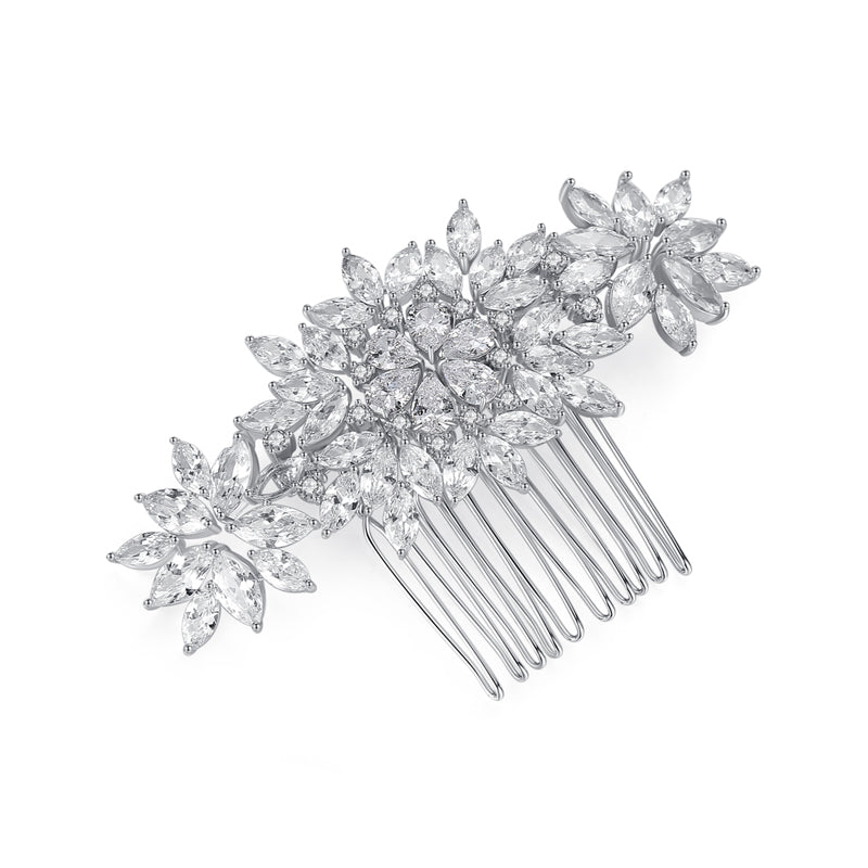 Trendy Rhodium Plated Hair Pin Encrusted with Shiny Zircon Stones For Brides And Women