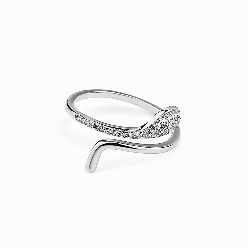 Trendy Snake Shaped 925 Sterling Silver Rhodium Plated Ring For Women And Girls