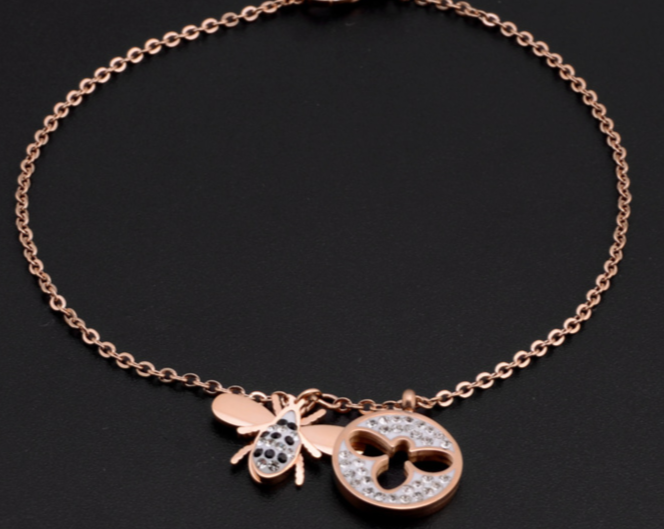 Elegant Gold Plated Bee Shaped Anklet For Cute Women And Girls